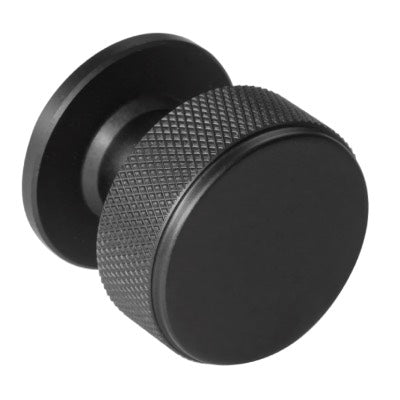 Knurled Radio Cabinet Knob Matt Black 34mm