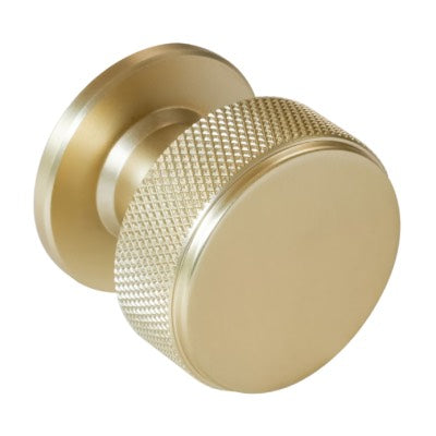 Knurled Radio Cabinet Knob Satin Brass 34mm