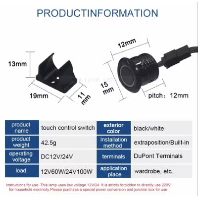 Led Dimmer Touch Sensor Slim Switch Black