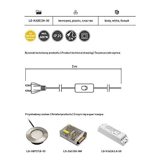 Light Switch with Plug-in Cable