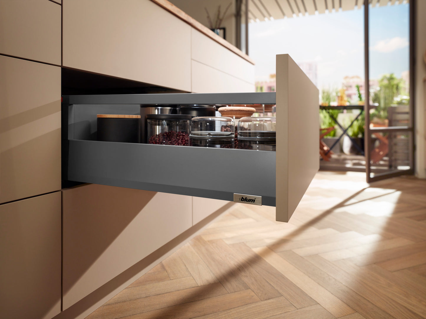 Blum MERIVOBOX Drawer Set E Height Gallery INTERNAL Orion Grey