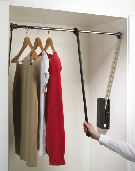 Medium Duty Pull Down Wardrobe Rail Lift Black