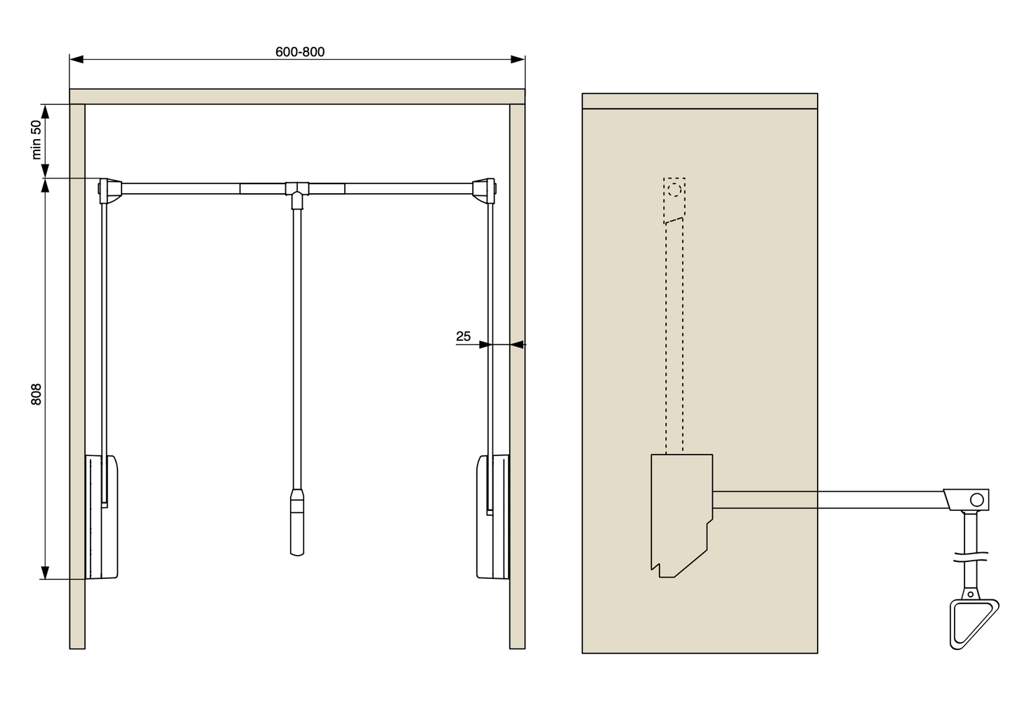 Heavy Duty Pull Down Wardrobe Rail Lift Dark Grey