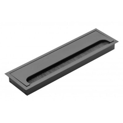 Metal Desk Grommet 80x280mm Black Computer Wire Cover