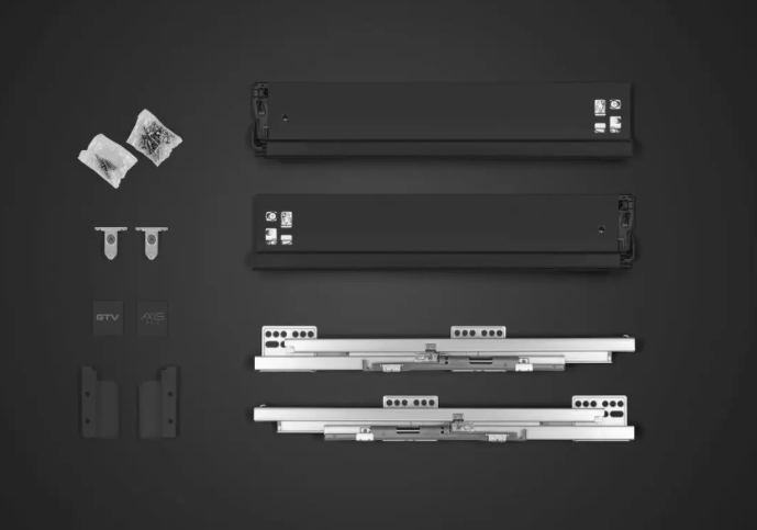 Metal Drawer Set Very High Black AxisPro Slim Box System D200mm