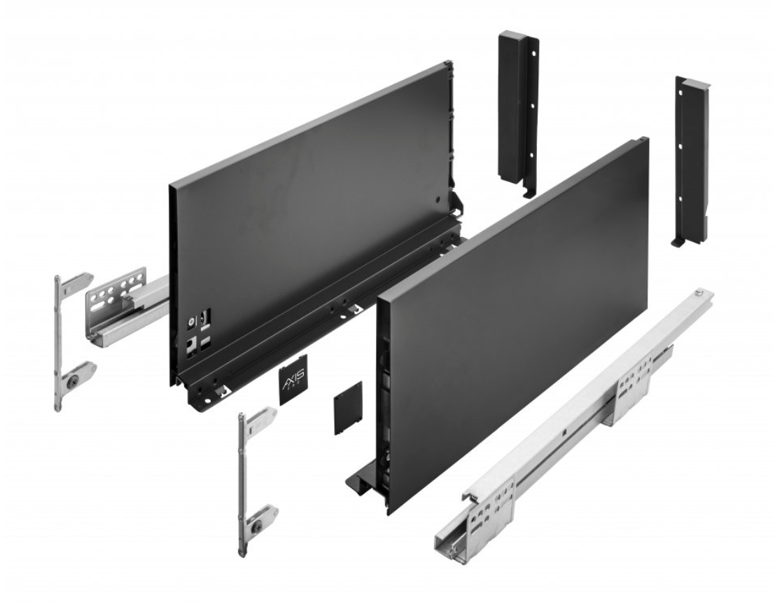Metal Drawer Set Very High Black AxisPro Slim Box System D200mm