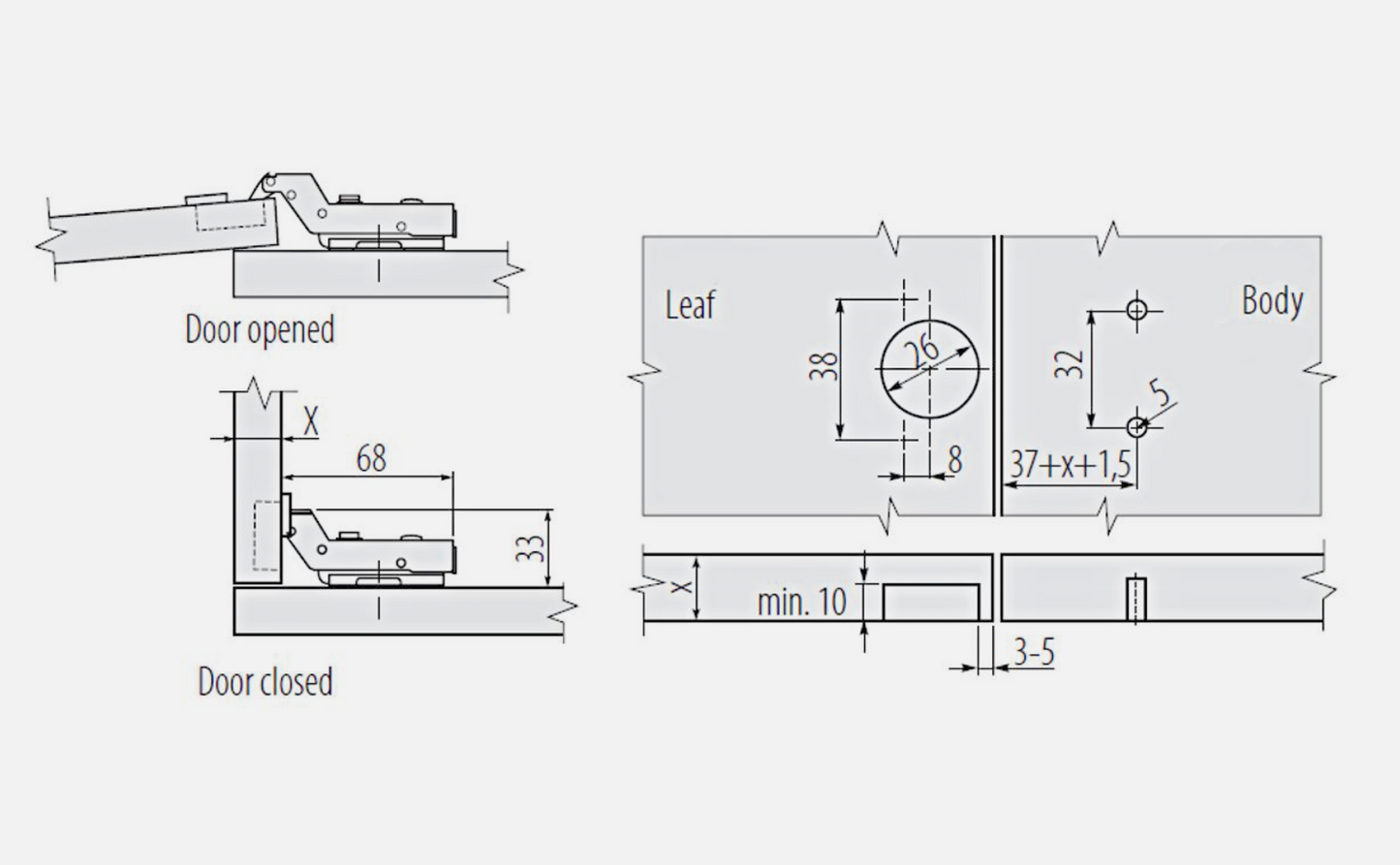 Mini Cabinet Hinges Soft Close 26 mm