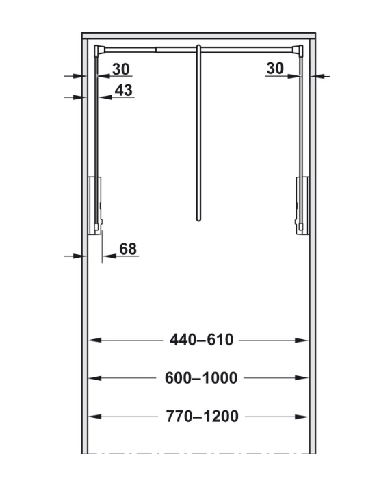 Medium Duty Pull Down Wardrobe Rail Lift Black