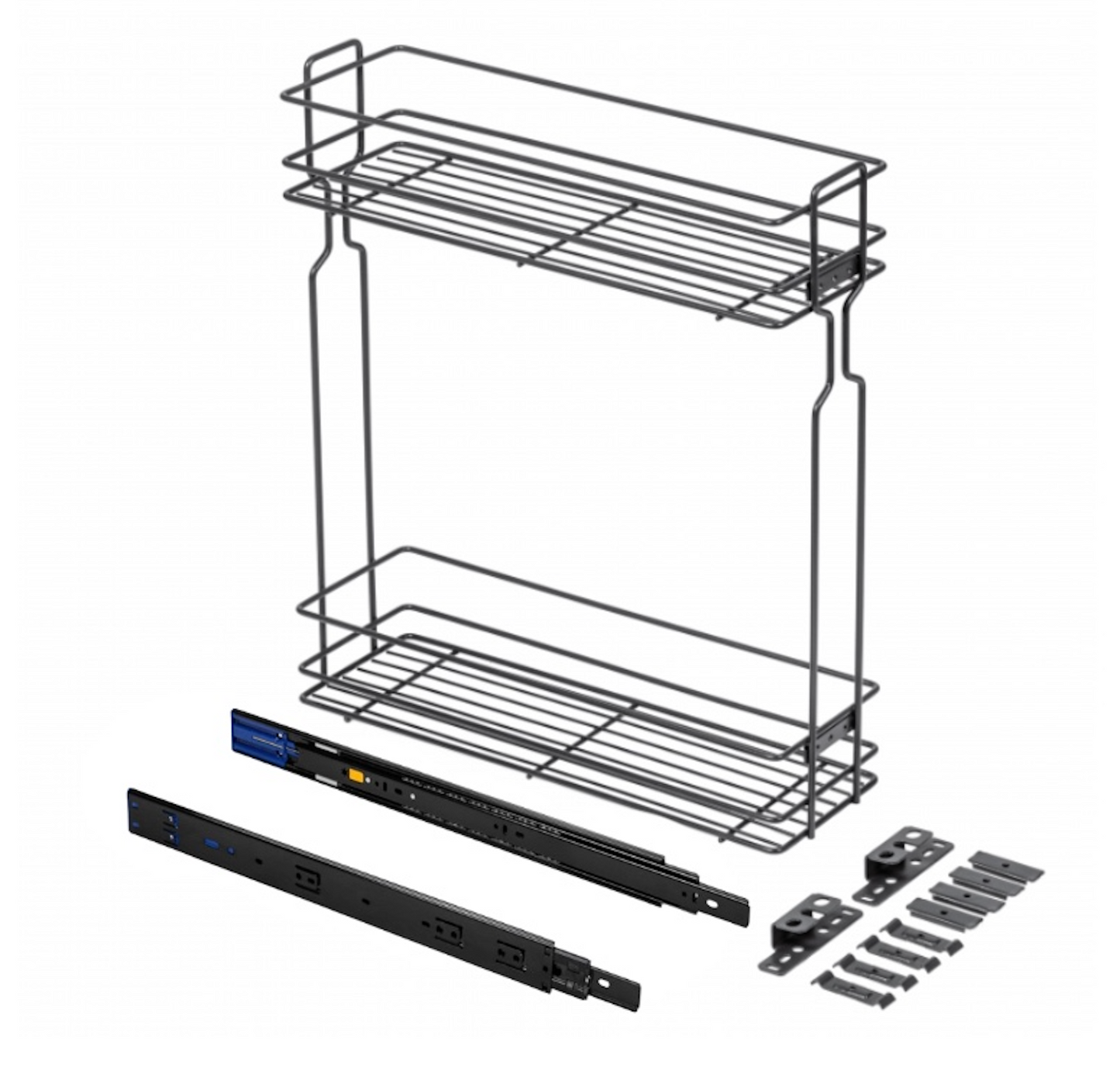 Pull Out Two Tier Wire Baskets Soft Close Anthracite