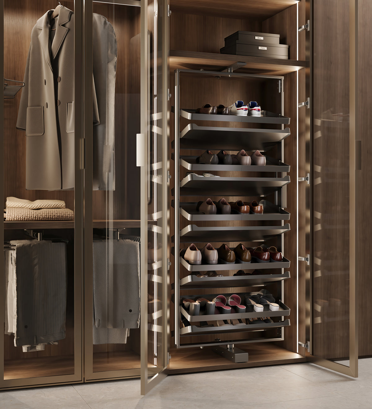 Shoe Rack Sliding Shelf Rotating Shoe Rack Shelves with Frame Titanium – FixFit