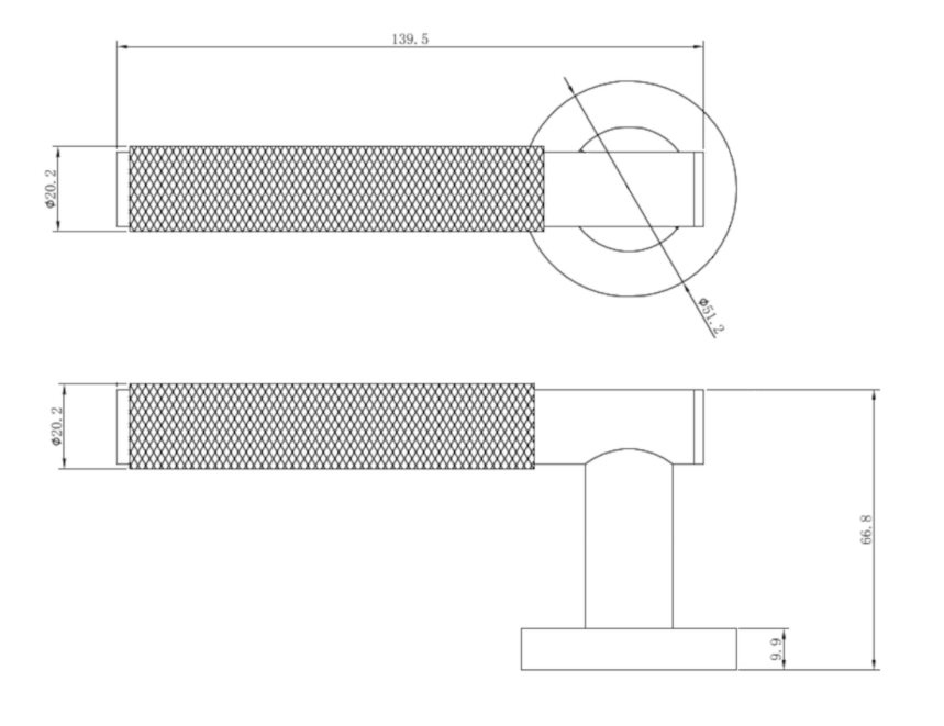 Eclipse Knurled Insignia Lever Door Handle On Rose Satin Brass