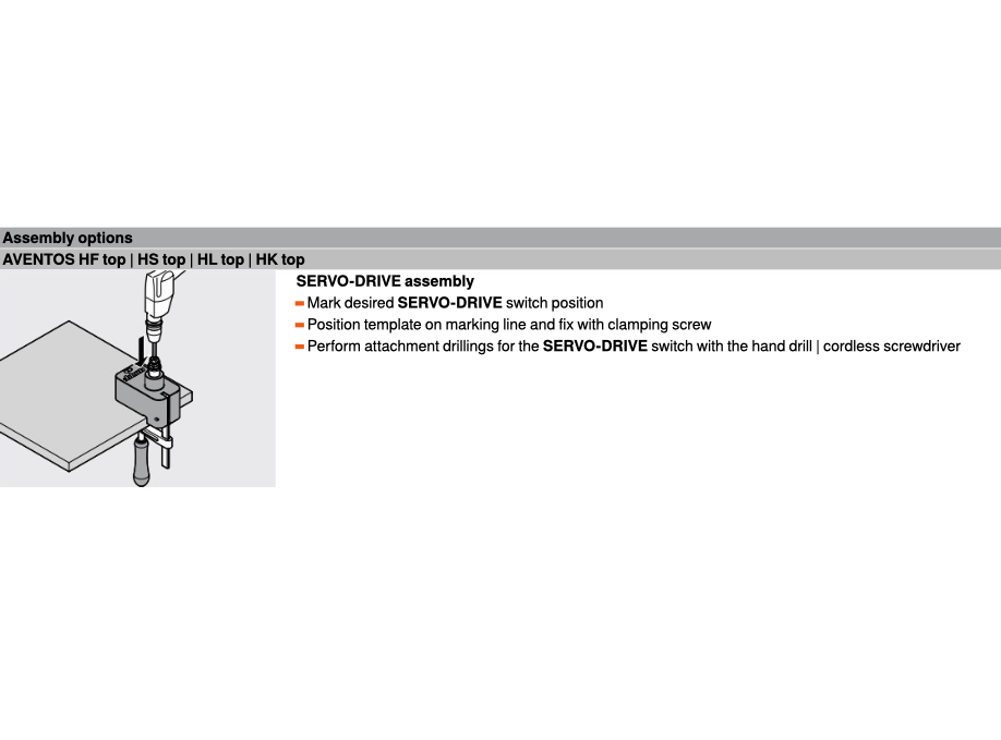 Blum M31.2000 Drilling Template For Aventos SERVO-DRIVE Switch