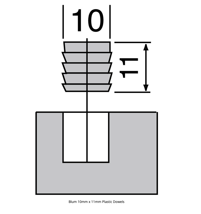 Blum Hinge Knock-In Expansion Dowels 8 or 10 mm Set