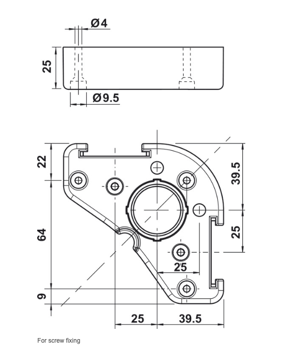 Hafele Axilo 78 Plinth Triangular Foot Top Section Screw Fixing