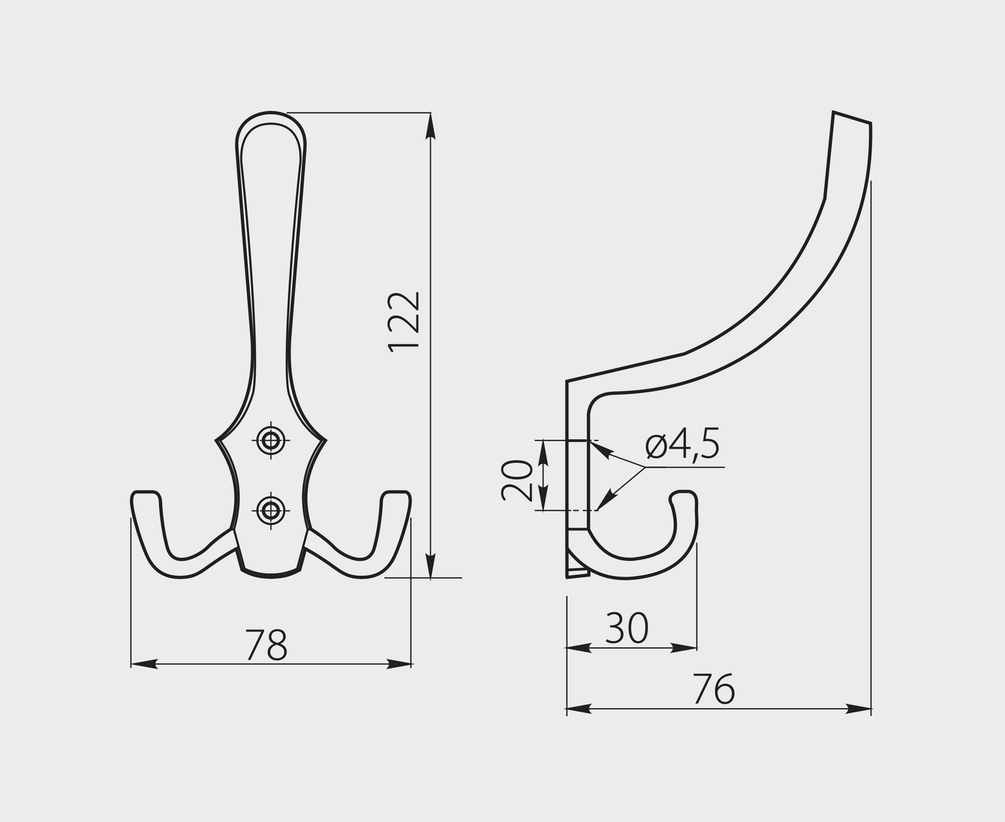 Triple Coat Hook Wall Door Mounted Clothes Hangers