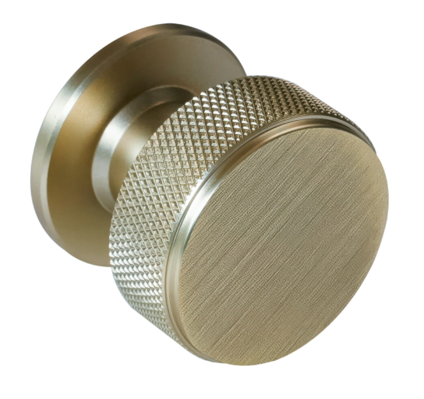 Knurled Radio Cabinet Knob Antique Brass 34mm