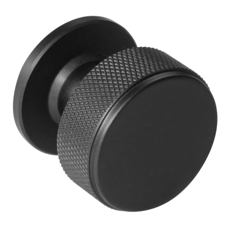 Knurled Radio Cabinet Knob Matt Black 34mm