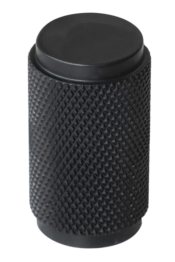 Knurled Cabinet Knob Matt Black 18mm