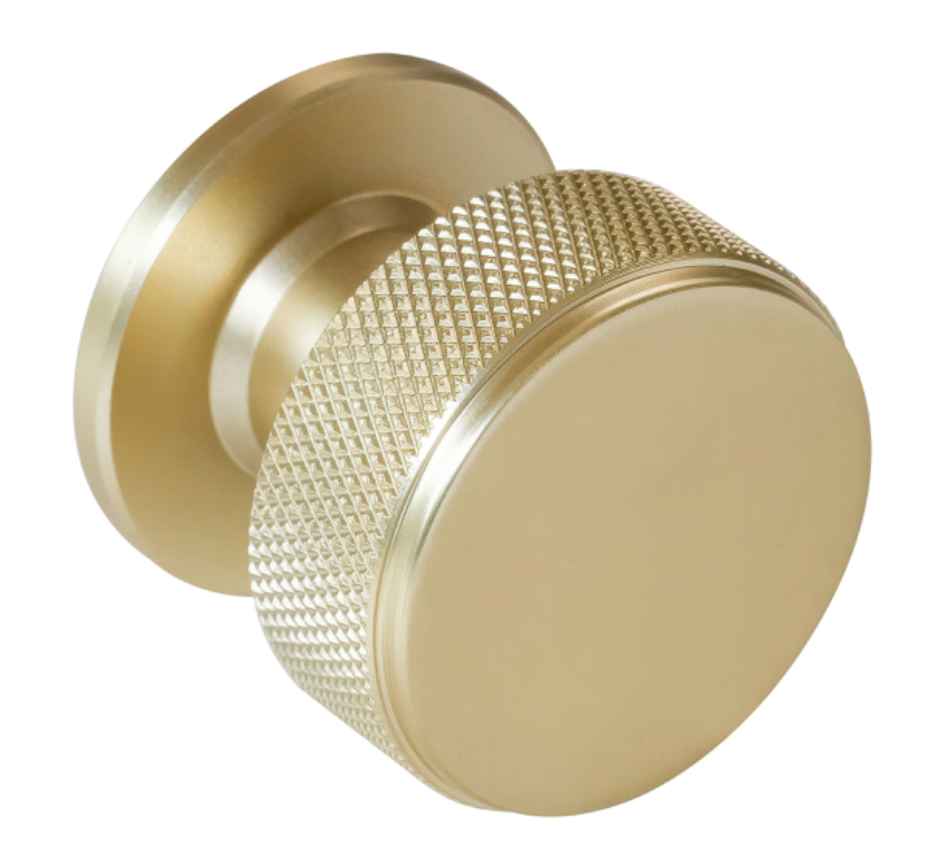 Knurled Radio Cabinet Knob Satin Brass 34mm