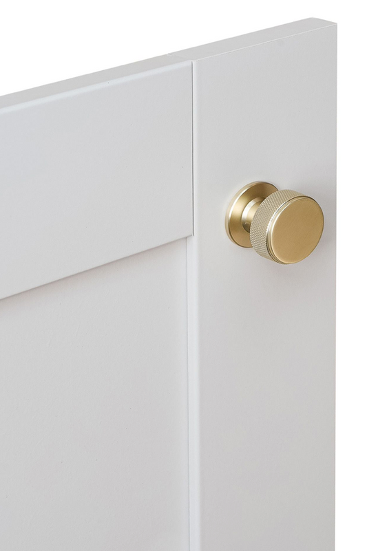 Knurled Radio Cabinet Knob Satin Brass 34mm