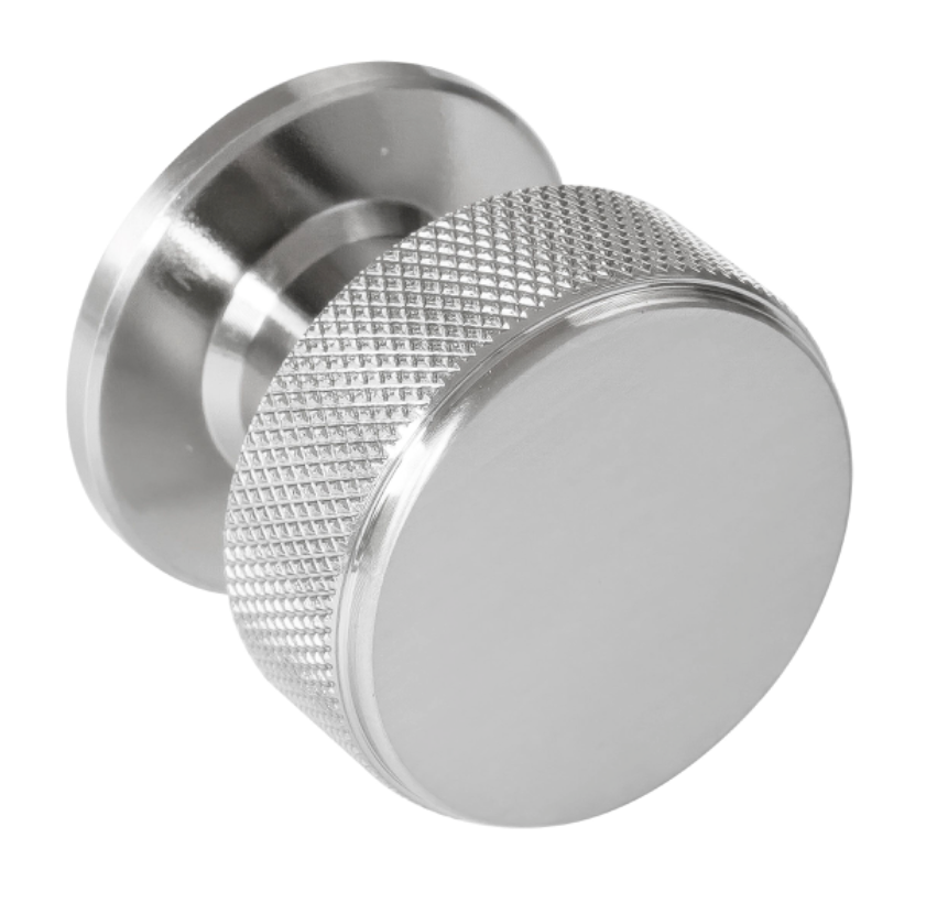 Knurled Radio Cabinet Knob Satin Nickel 34mm