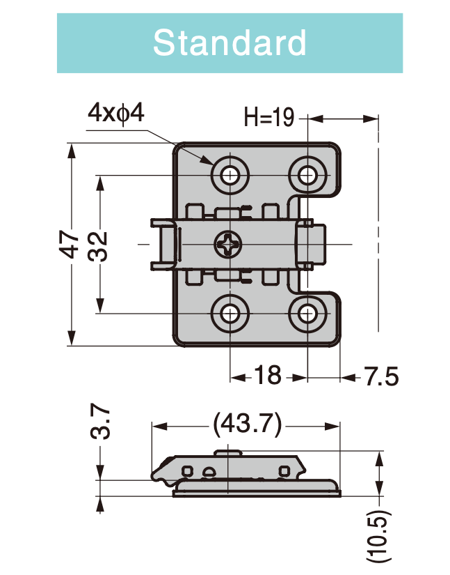 Sugatsune Mounting Plate Nickel Olympia 0mm Spacing 4H