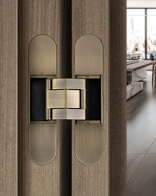 Concealed Adjustable Invisible Door Hinge Antique Brass