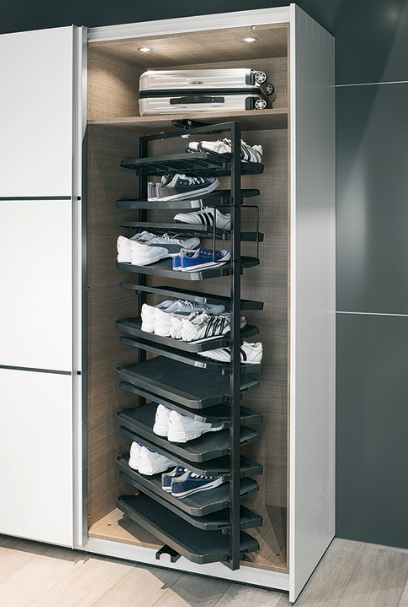 Rotating Shoe Rack Shelves with Frame Black