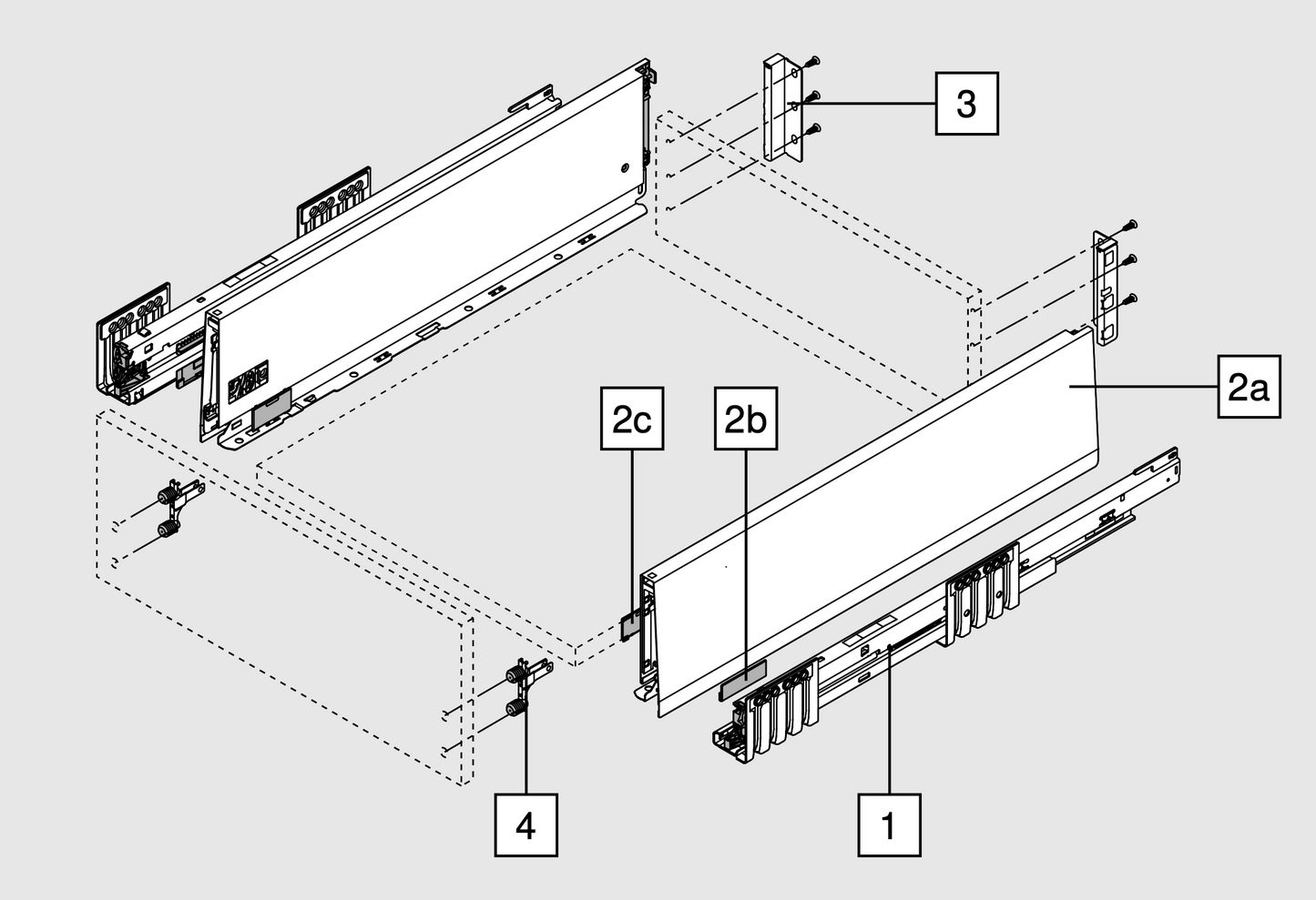 Blum MERIVOBOX Drawer Set K Height Orion Grey