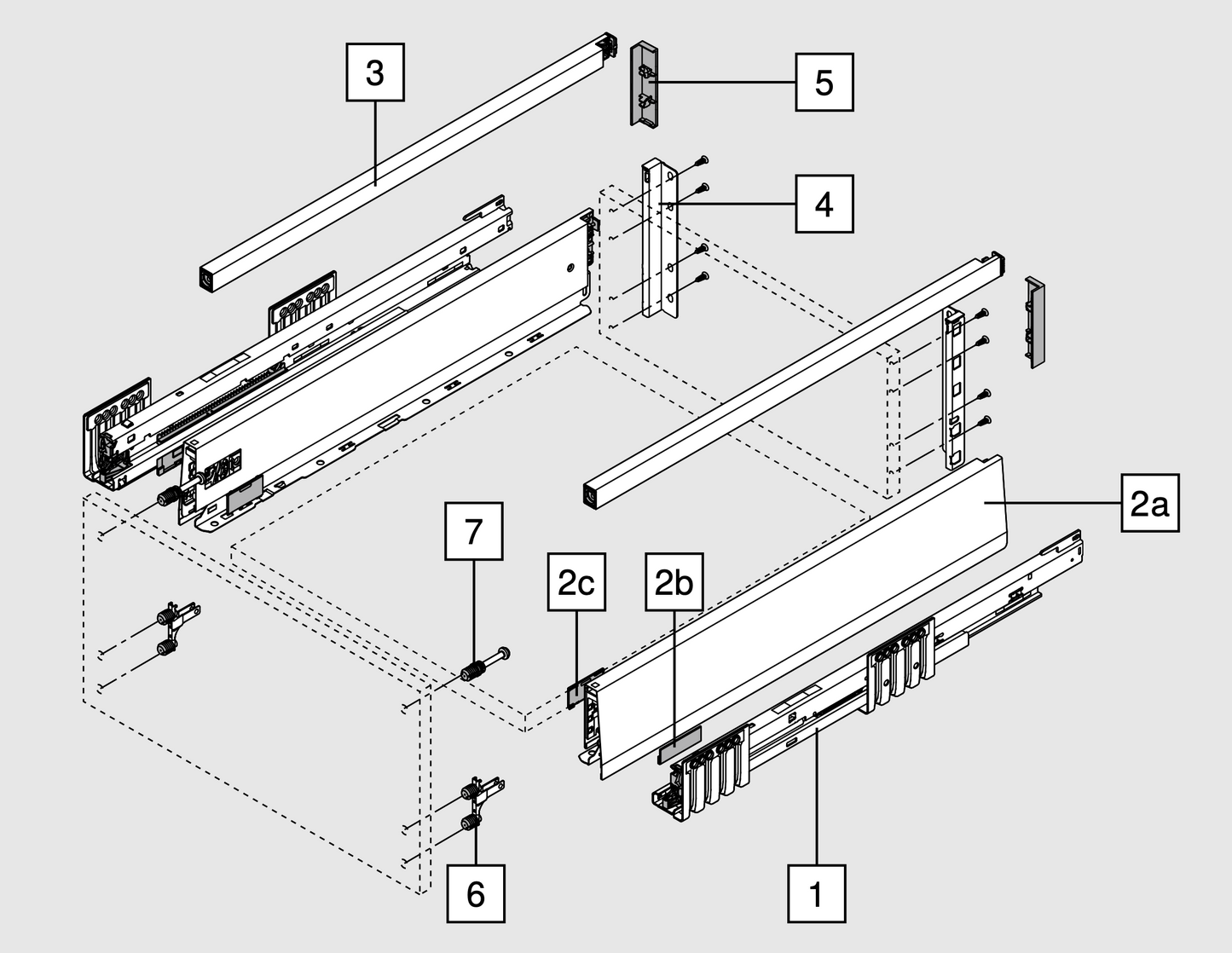 Blum MERIVOBOX Drawer Set E Height Gallery Orion Grey