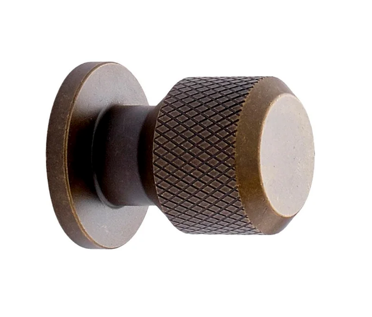 Furnipart Manor Knurled Round Knob Antique Brass
