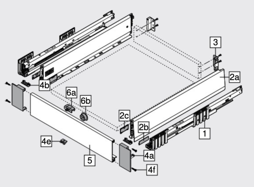 Blum MERIVOBOX Drawer Set M Height INTERNAL Orion Grey