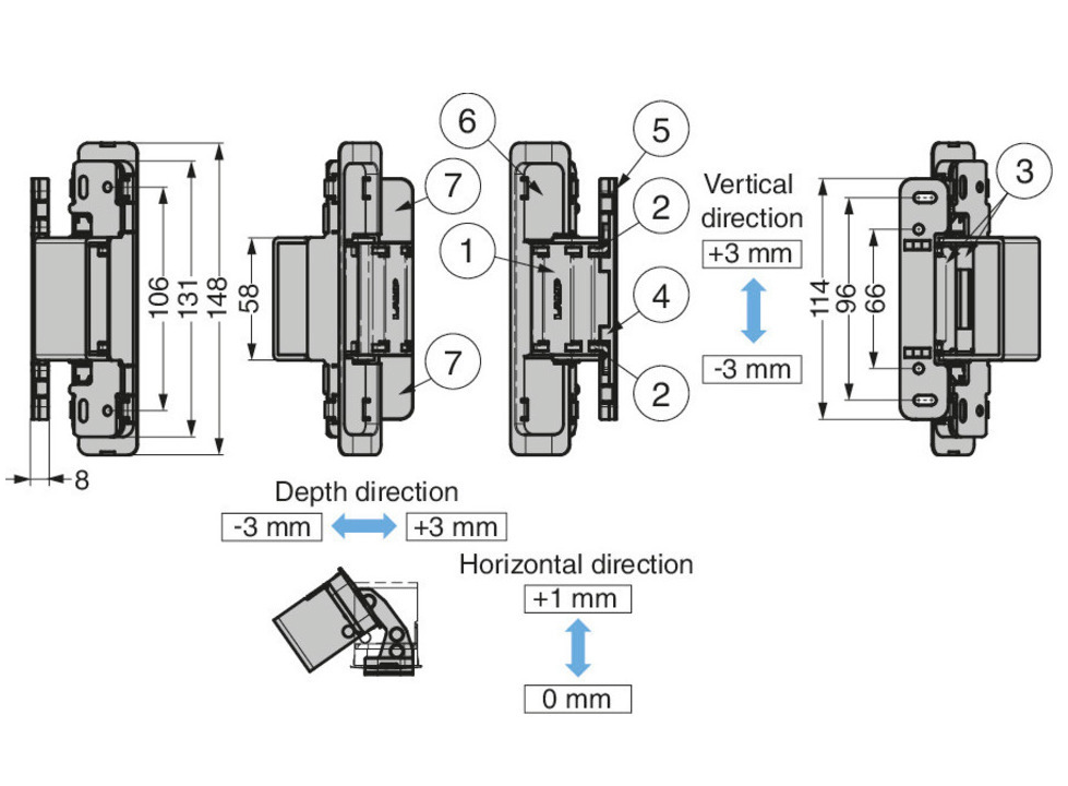 Concealed Surface Mounted Sugatsune HES 140 Door Hinge