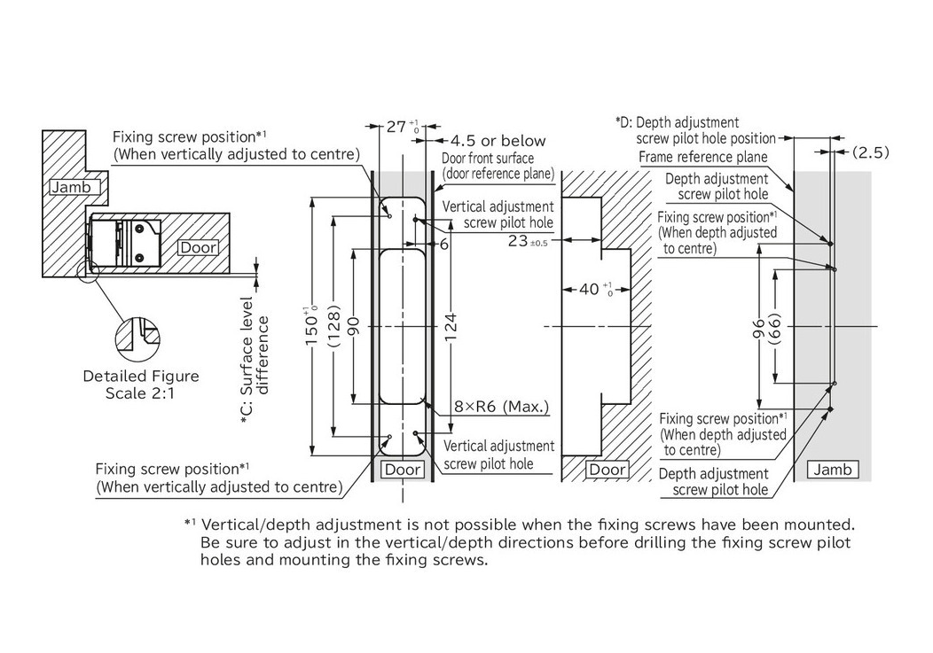 Concealed Surface Mounted Sugatsune HES 150 Door Hinge