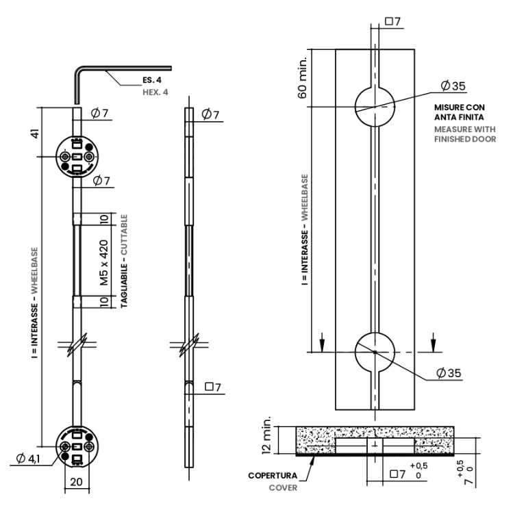 Sugatsune Concealed Straightener Bar for Large Doors