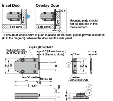 Magnetic Touch Latch Extra Long ML-120 Sugatsune
