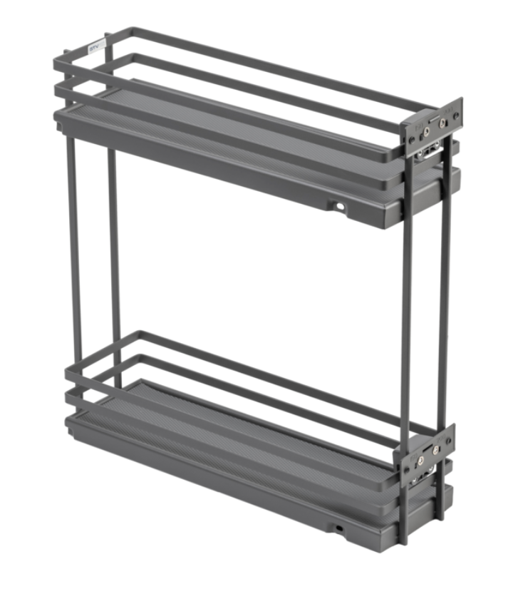Pull Out Two Tier Solid Wire Baskets Soft Close Anthracite