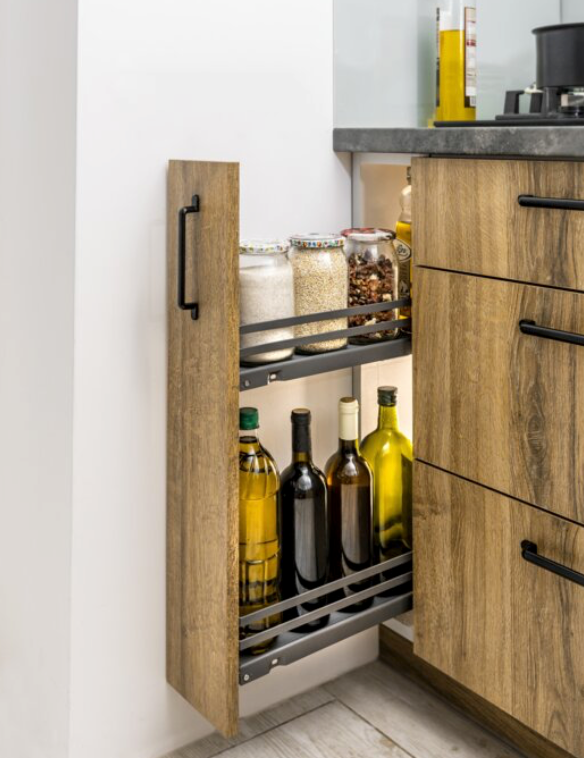 Pull Out Two Tier Solid Wire Baskets Soft Close Anthracite