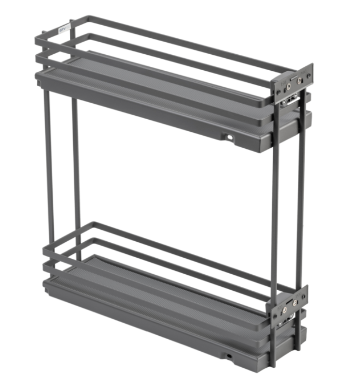 Pull Out Two Tier Solid Wire Baskets Soft Close Anthracite