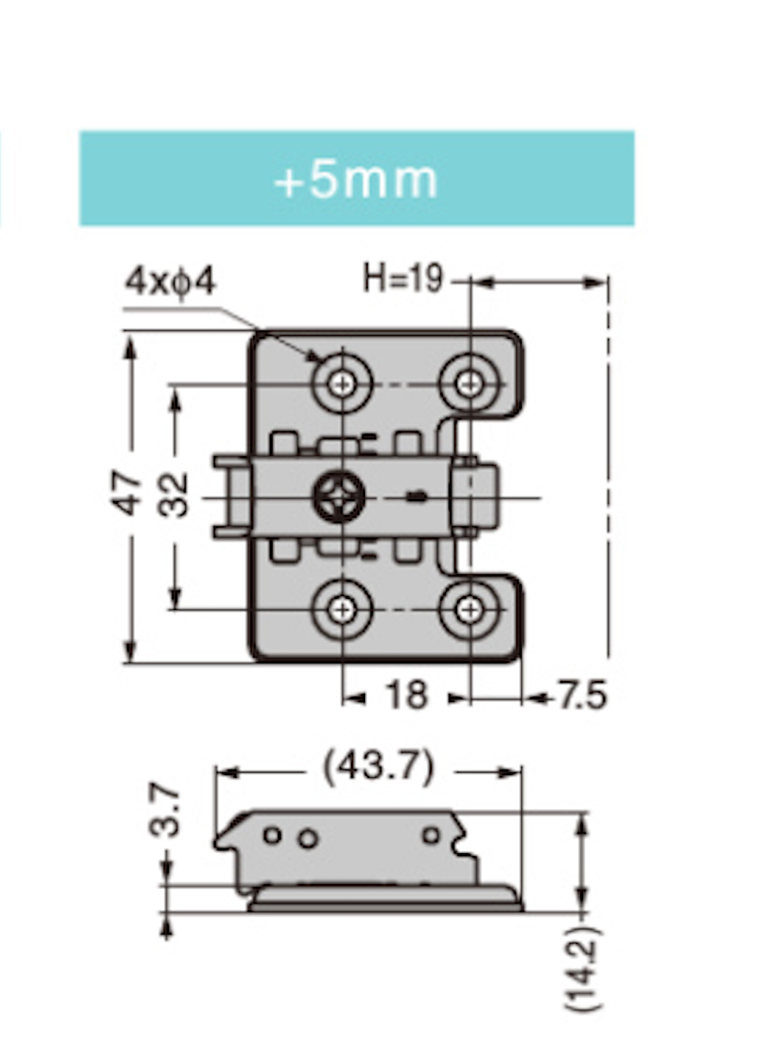Sugatsune Mounting Plate Nickel Olympia 5mm Spacing 4H