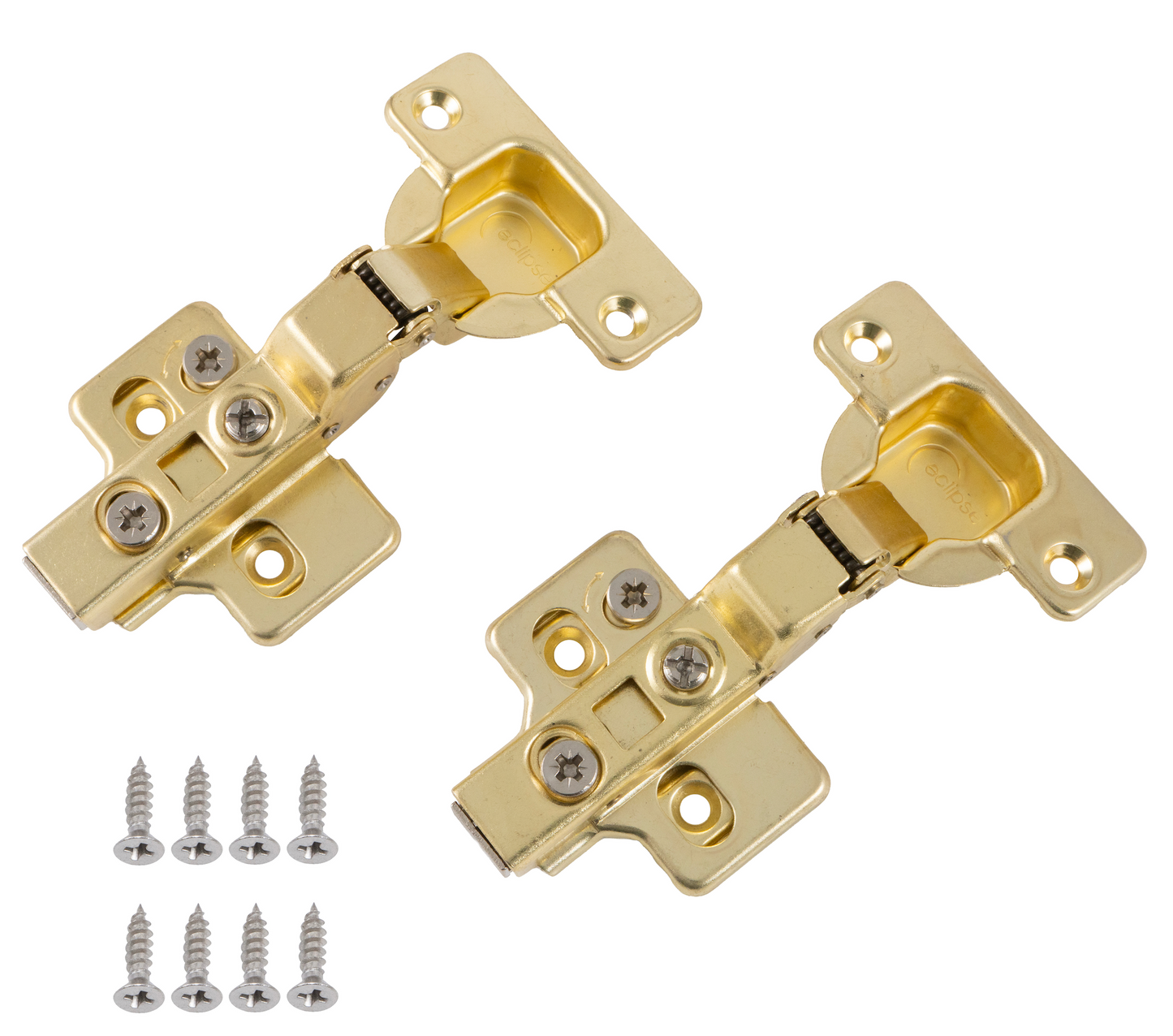 Cabinet Hinge Soft Close 100° SATIN BRASS Half Overlay Set Two