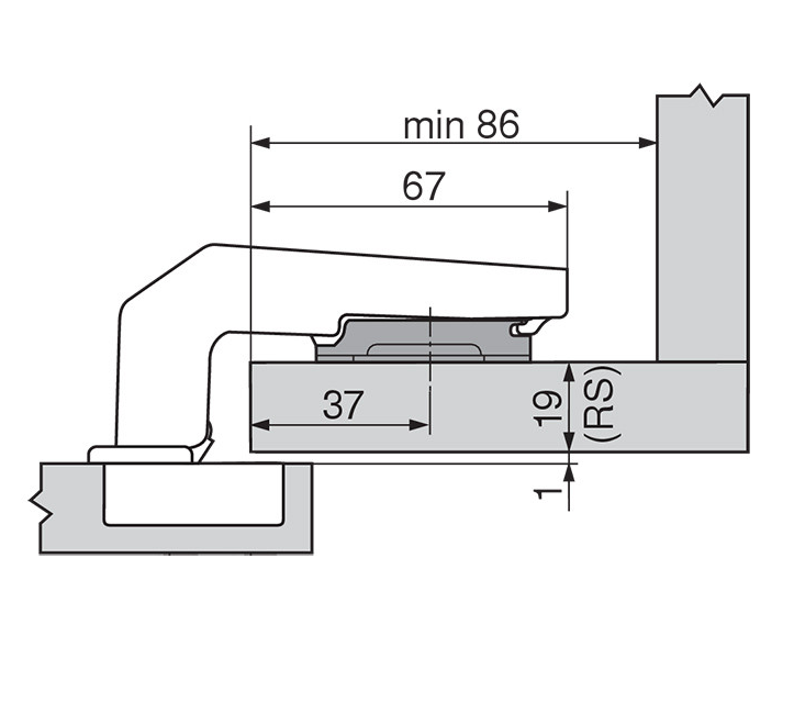 Blum 79B9950 Blumotion 95° Overlay Blind Corner Hinge