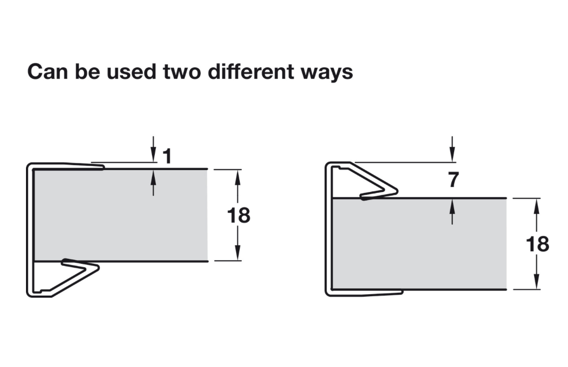 Aluminium Edge Shelf Profile for 18mm Thick Wooden Shelves
