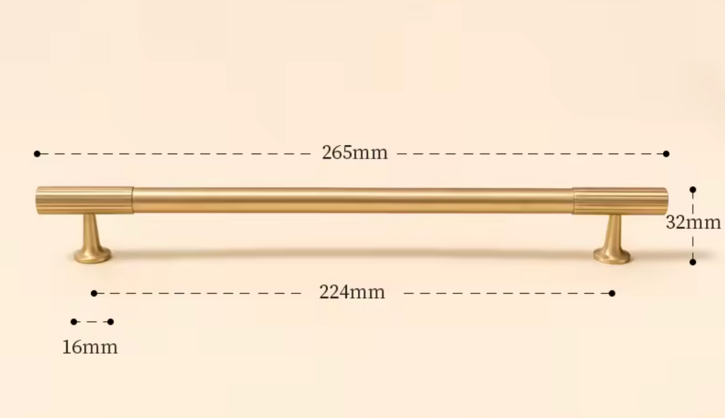 Cabinet Handle Knob Art-Deco Linear Collection Brushed Brass