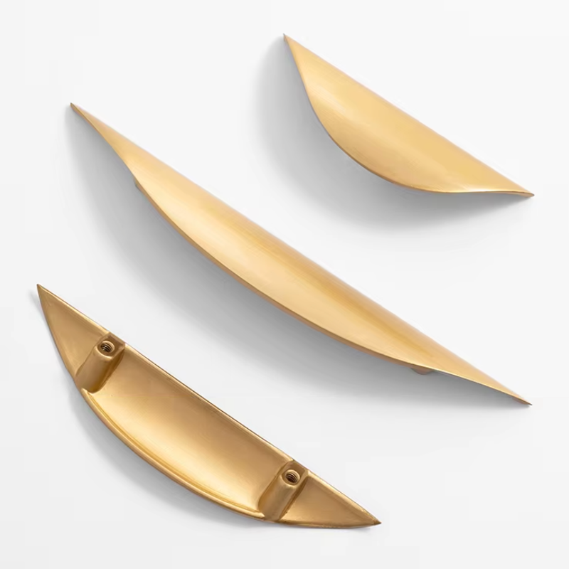 Cabinet Cup Handle Leaf Collection Brushed Brass