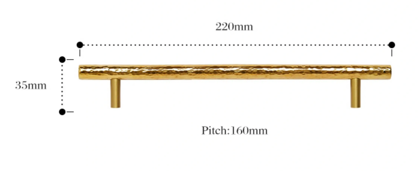Cabinet Pull Handle Artisan Hand Hammered Collection Polished Brass