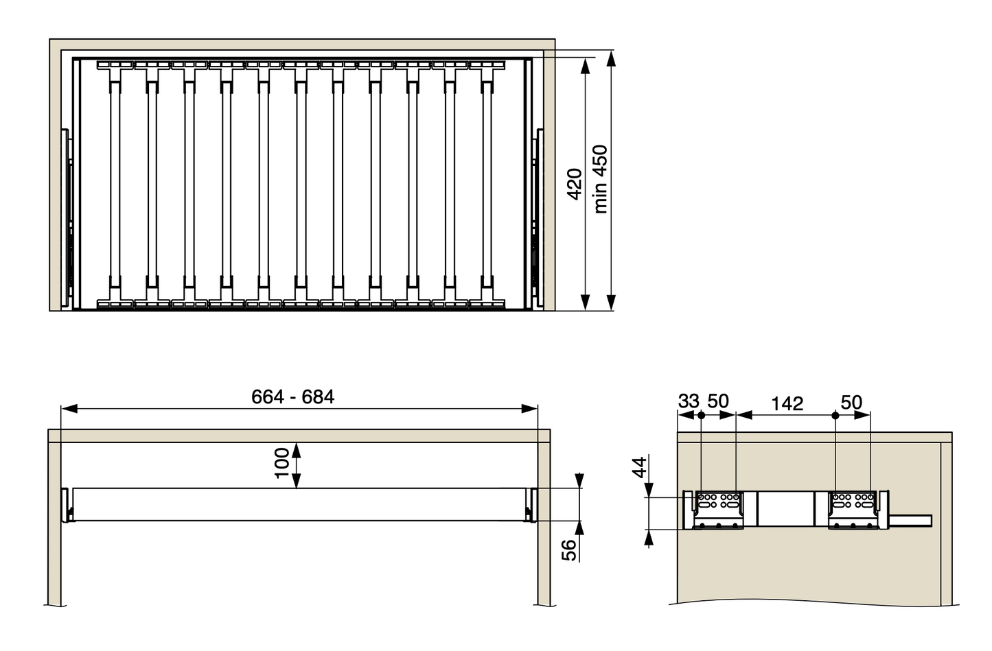 Wardrobe Pull Out Trouser Hanger Rack Dark Grey