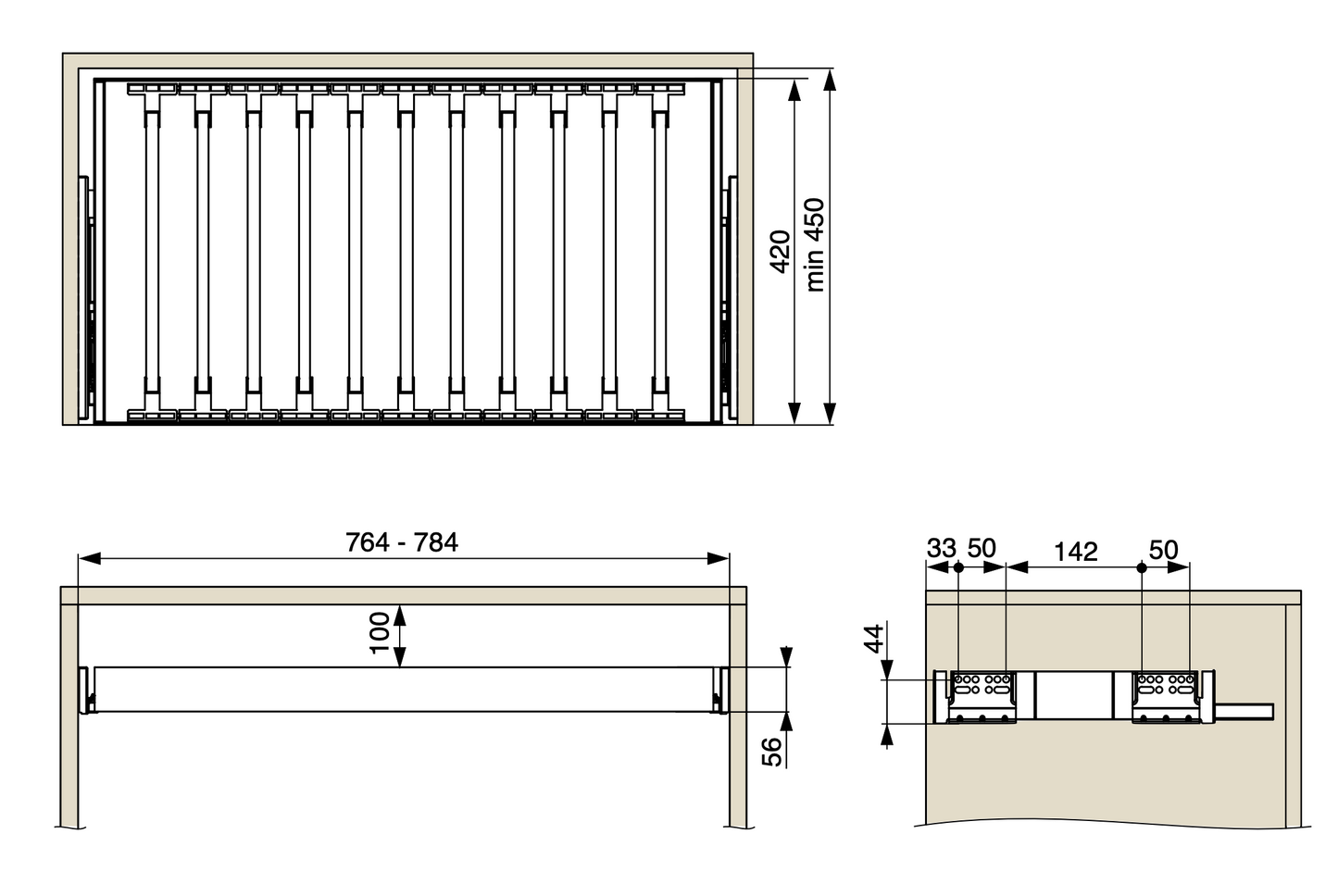 Wardrobe Pull Out Trouser Hanger Rack Dark Grey