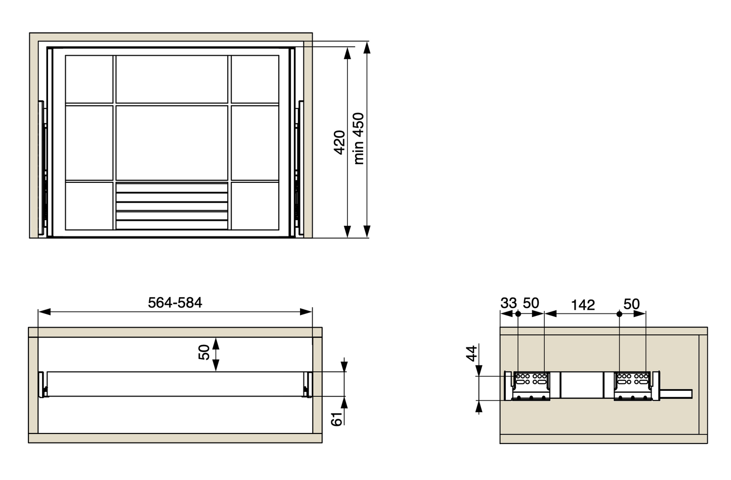Wardrobe Pull Out Drawer Organiser Box Dark Grey