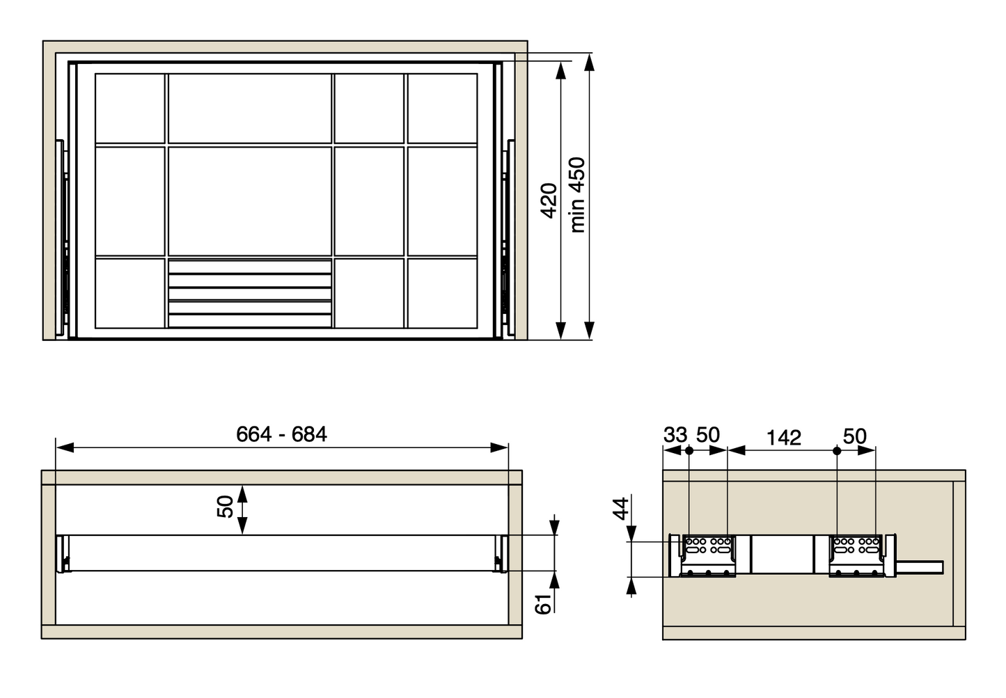 Wardrobe Pull Out Drawer Organiser Box Dark Grey